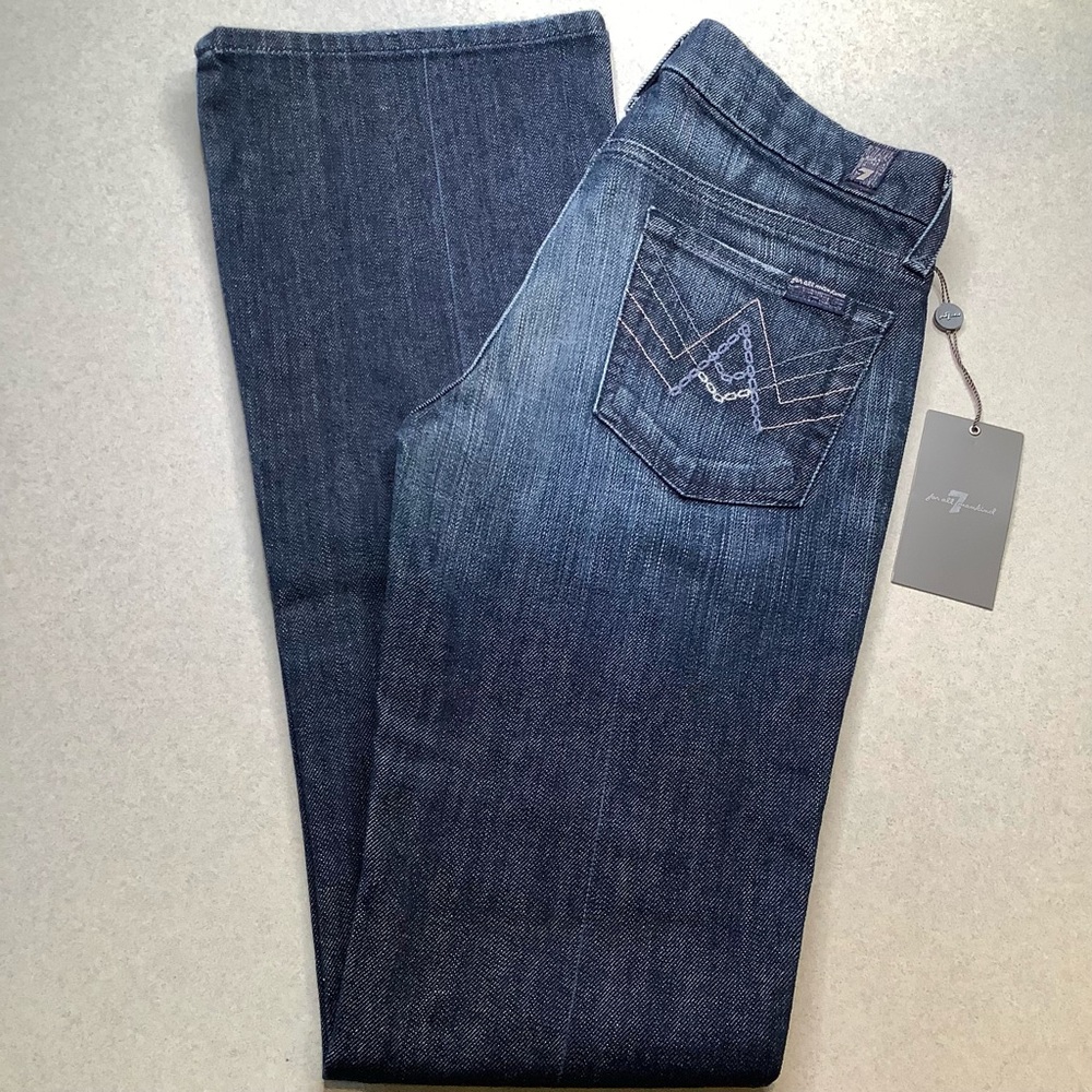7 For All Mankind Jeans 26X34.5 A Pocket Flare Metallic Chain Pockets NWT!